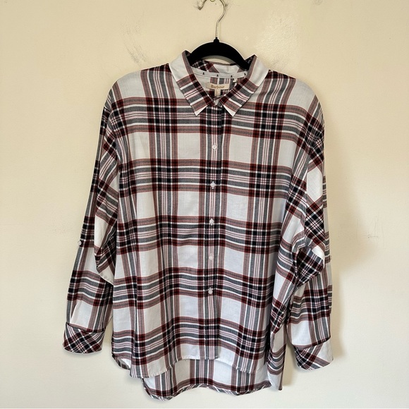 Barbour Plaid Bethwin Long Sleeve Top NWT Sz 8 - Picture 1 of 6
